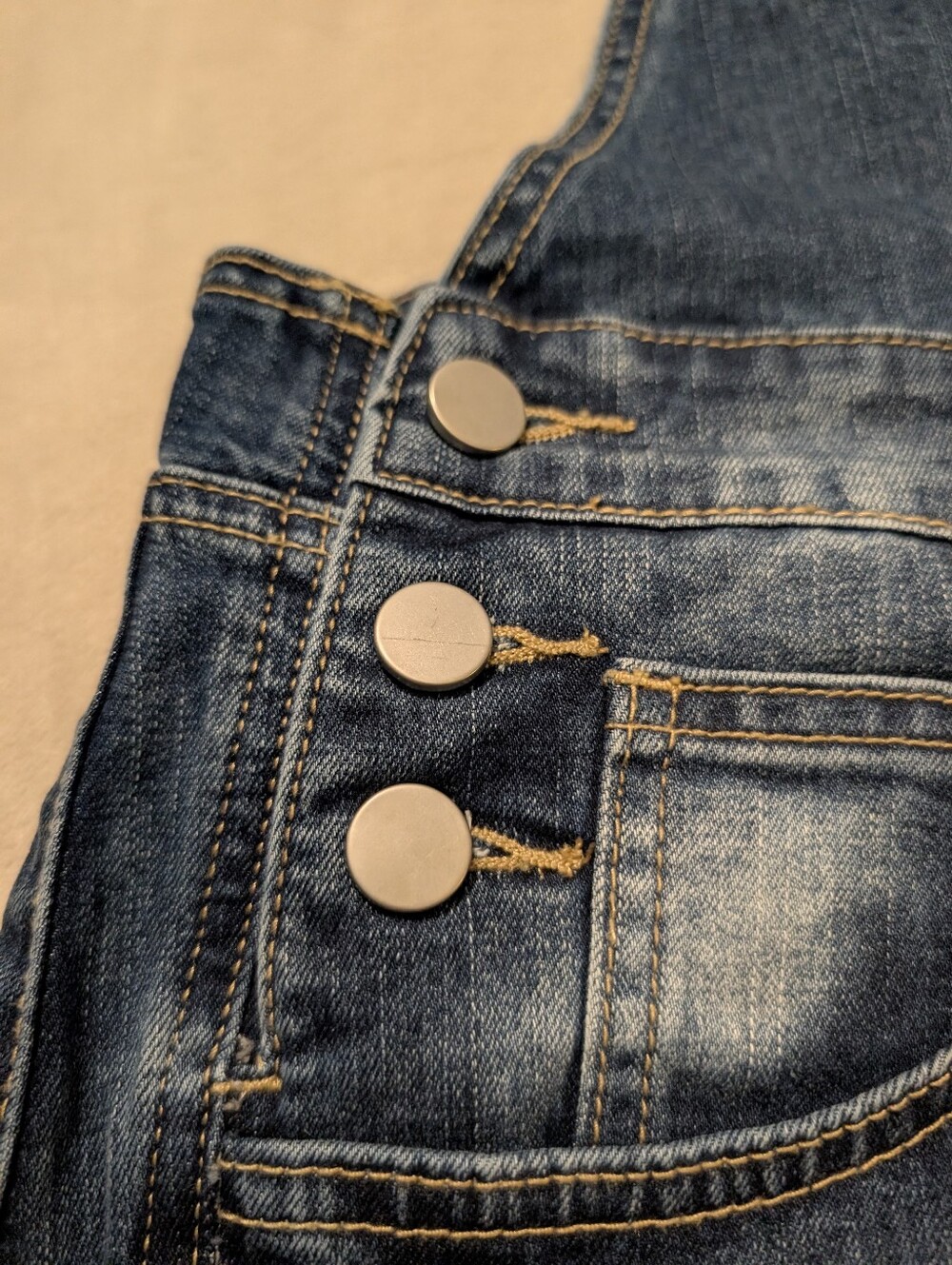 Flamingals Wash Patch Pocket Stitch Detail Barrel Leg Denim Overalls NWT - Picture 8 of 16